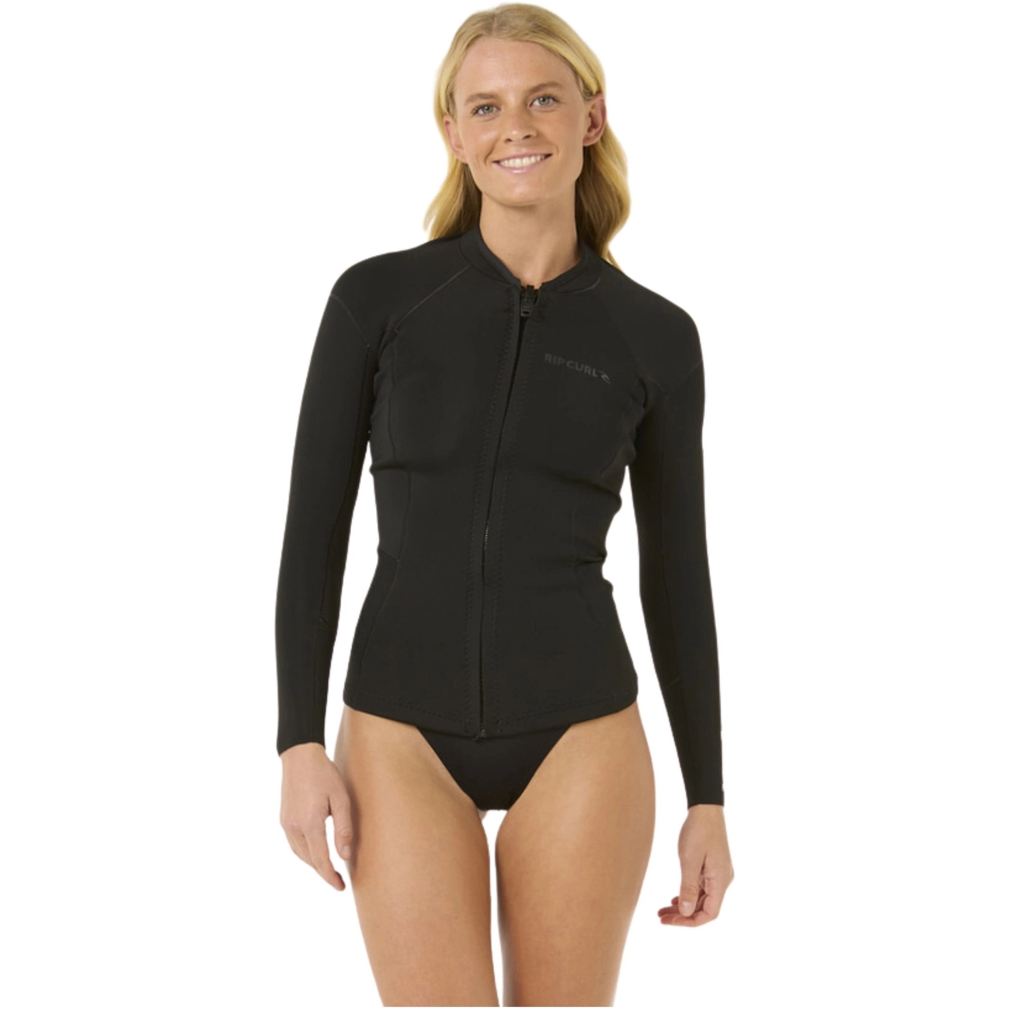 2026 Rip Curl Womens Dawn Patrol 1.5mm Front Zip Jacket 119WWJ - Black